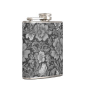 Monochromes Vintage-Blumenmuster Flachmann (Rechts)