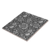 Monochromes Vintage-Blumenmuster Fliese (Seite)