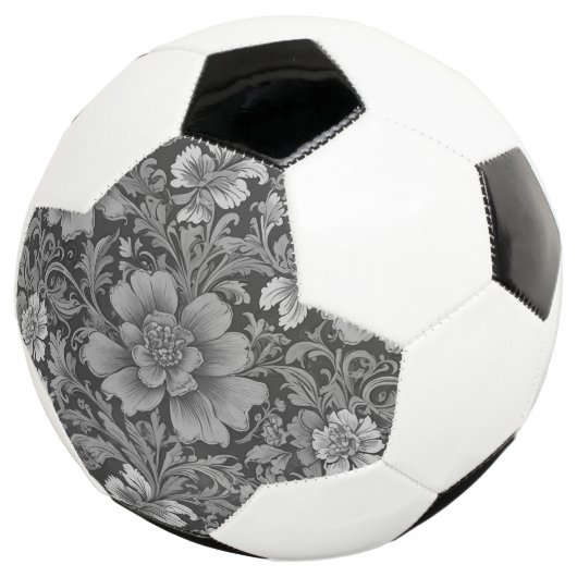 Monochromes Vintage-Blumenmuster Fußball (Dreiviertel)