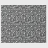 Monochromes Vintage-Blumenmuster  Geschenkpapier (Flach)