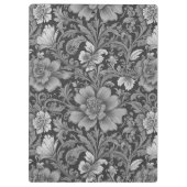 Monochromes Vintage-Blumenmuster  Klemmbrett (Rückseite)