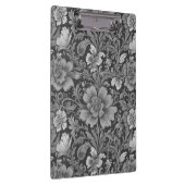 Monochromes Vintage-Blumenmuster  Klemmbrett (Rechts)