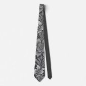 Monochromes Vintage-Blumenmuster Krawatte (Vorderseite)