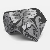 Monochromes Vintage-Blumenmuster Krawatte (Gerollt)