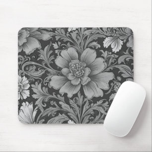 Monochromes Vintage-Blumenmuster Mousepad