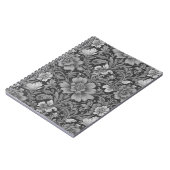 Monochromes Vintage-Blumenmuster Notizblock (Linke Seite)
