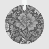 Monochromes Vintage-Blumenmuster Ornament (Rückseite)