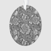Monochromes Vintage-Blumenmuster Ornament (Vorderseite)
