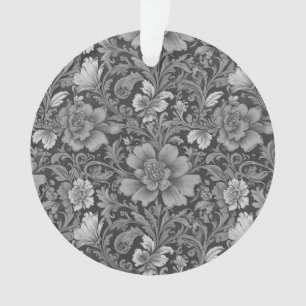 Monochromes Vintage-Blumenmuster Ornament
