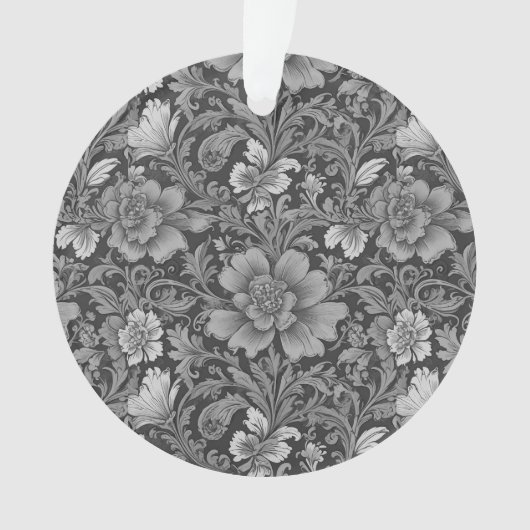 Monochromes Vintage-Blumenmuster Ornament (Vorderseite)