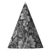 Monochromes Vintage-Blumenmuster  Partyhütchen (Rückseite)