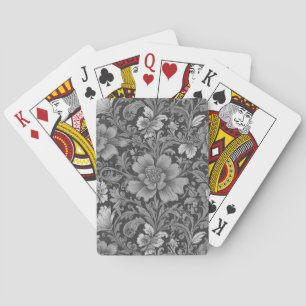 Monochromes Vintage-Blumenmuster Spielkarten