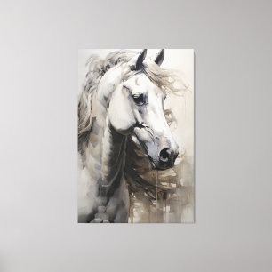 Monochromes Weißes Pferd Große Wandkunstmalerei Leinwanddruck