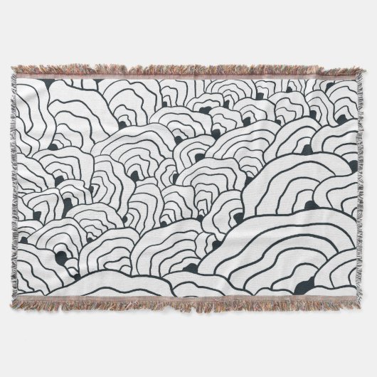 Monochromes Wellenmuster, moderne abstrakte Linien Decke (Vorderseite)