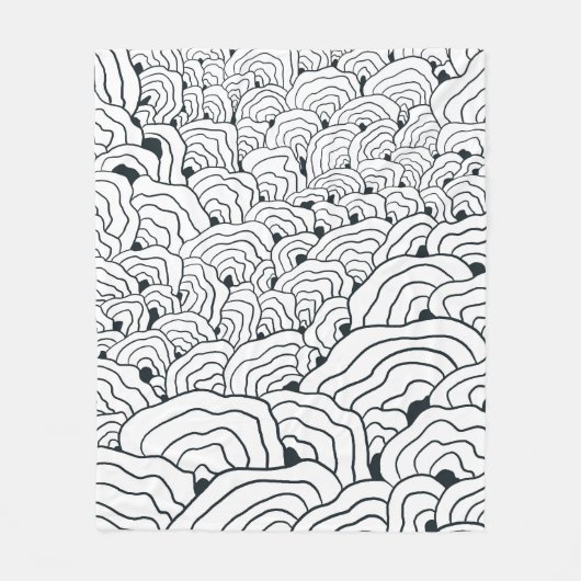 Monochromes Wellenmuster, moderne abstrakte Linien Fleecedecke (Vorderseite)