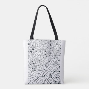 Monochromes Wellenmuster, moderne abstrakte Linien Tasche