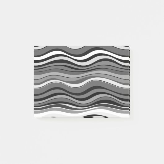 Monochromes Wellenmuster Post-it Klebezettel (Vorderseite)