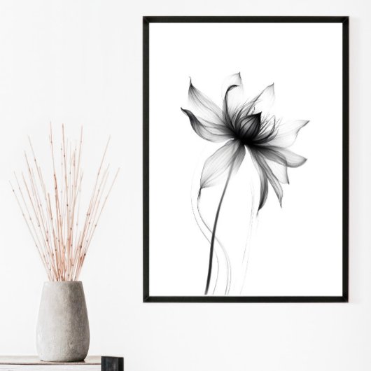 Monochromfarbene Minimalistische Blumenmauer druck Poster