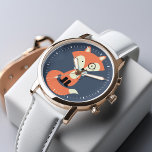 Monocle Hipster Red Fox Armbanduhr<br><div class="desc">Sweet Vektor Illustration eines lustigen roten Fuchs mit einem Monokel und einer hellblauen Bogen Krawatte.</div>