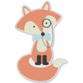 Monocle Hipster Red Fox Aufkleber (Vorderseite)