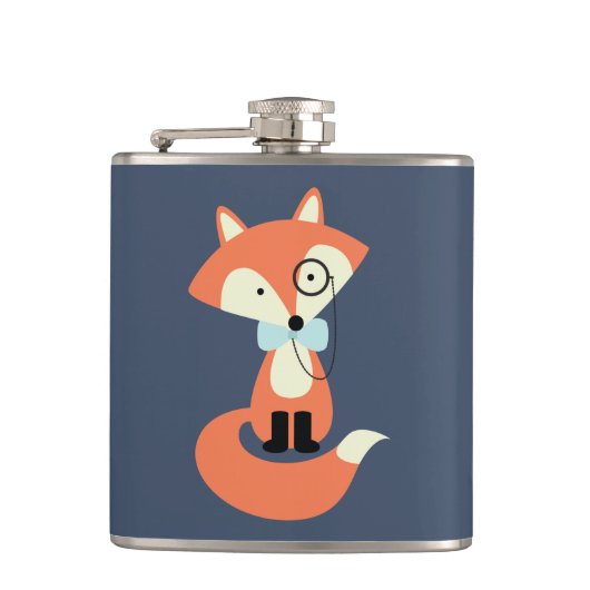 Monocle Hipster Red Fox Flachmann (Vorderseite)