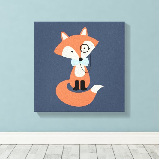 Monocle Hipster Red Fox Leinwanddruck (Insitu (Holzboden))
