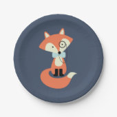 Monocle Hipster Red Fox Pappteller (Vorderseite)