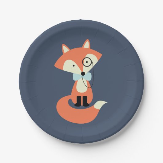 Monocle Hipster Red Fox Pappteller (Vorderseite)