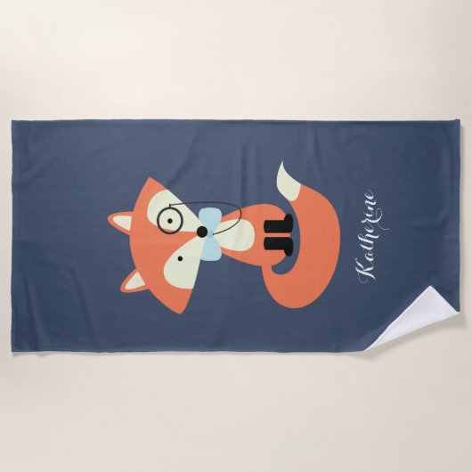Monocle Hipster Red Fox Strandtuch (Vorderseite)