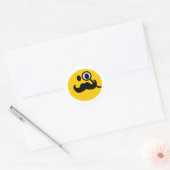 Monocle & Mustache - benutzerdefinierbarer Backgra Runder Aufkleber (Umschlag)