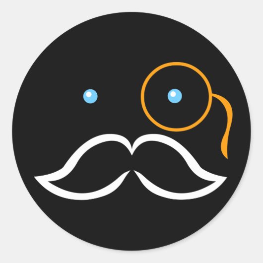 Monocle und Mustache Runder Aufkleber (Vorderseite)