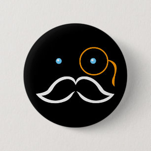 Monocle und Schnurrbart Button