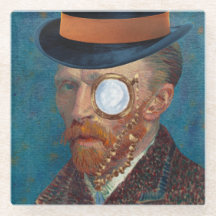 Monocle Van Gogh in Top Hat Glass Untersetzer