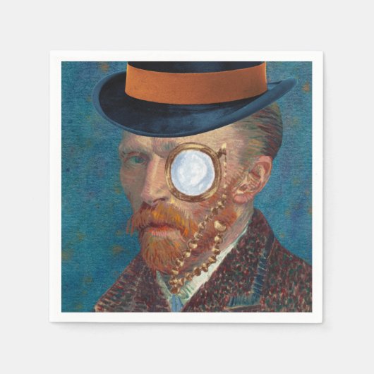 Monocle Van Gogh in Top Hat Paper Napkins Serviette (Vorderseite)