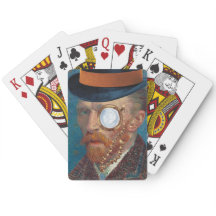 Monocle Van Gogh in Top Hut spielen Karten