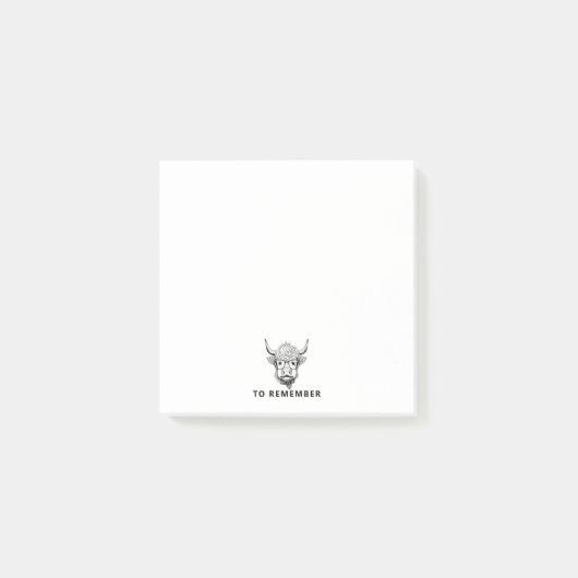 Monocrome Highland Kuh individuell einstellbare So Post-it Klebezettel (Vorderseite)