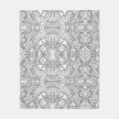 monocrome Symmetrical Doodle Mandala Black & White Fleecedecke (Vorderseite)