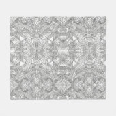 monocrome Symmetrical Doodle Mandala Black & White Fleecedecke (Vorderseite (Horizontal))