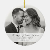 Monogamie in Monochrom - Funny Black and White Keramik Ornament (Hinten)