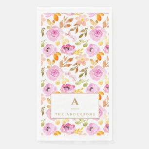 Monografie der Blumenfamilie Sommerrosa Serviette
