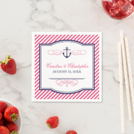 Monografie der Hochzeit von Navy und Pink Serviette