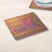 Monografie der Holzhalterwand 3d Farm Rechteckiger Pappuntersetzer (angewinkelt)