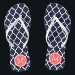 Monografie der marokkanischen Marine und Koralle Badesandalen<br><div class="desc">Maßgeschneiderte,  bedruckte Flop-Sandalen mit einem stilvollen marokkanischen Quartrefolienmuster und einem eigenen Monogramm oder einem anderen Text in einem Kreisrahmen. Klicken Sie auf Anpassen,  um Schriftart und Farben zu ändern oder eigene Bilder hinzuzufügen,  um ein einzigartiges Design zu erstellen!</div>