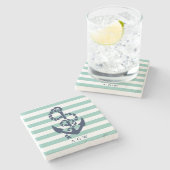 Monografie der Nautischen Minze und des Navy Ancho Steinuntersetzer (Seitenansicht)