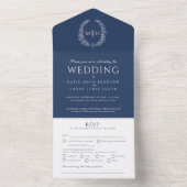 Monografie der ovalen ovalen Blätter für Hochzeite All In One Einladung (Innen Boden)