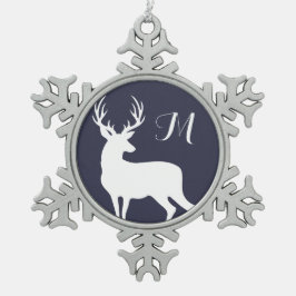 Monografie der Winterweißhirsche Silhouette Schneeflocken Zinn-Ornament