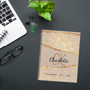 Monografie des beigen Goldbards des Sketchbuchs Notizblock