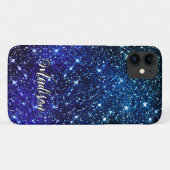 Monografie des blauen Glitzer Case-Mate iPhone Hülle (Rückseite (Horizontal))