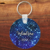 Monografie des blauen Glitzer Schlüsselanhänger (Vorderseite)