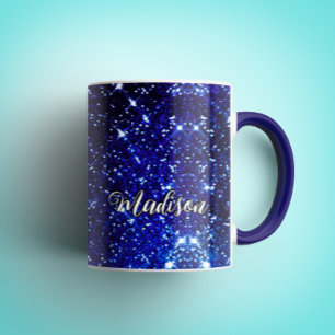 Monografie des blauen Glitzer Tasse